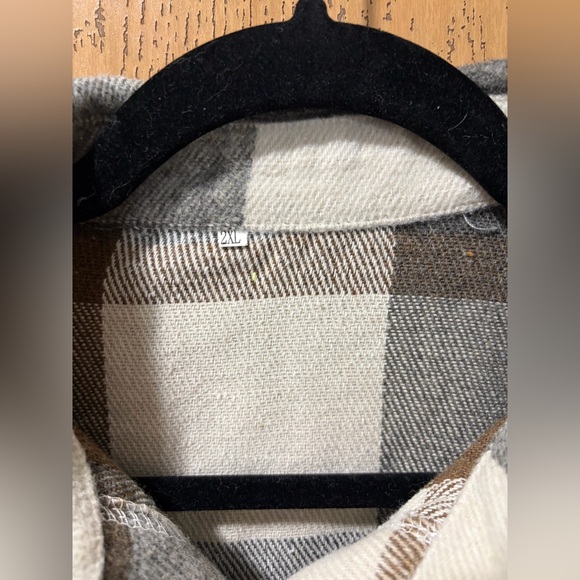 Plaid Button-Up Trench Coat - Picture 2 of 7